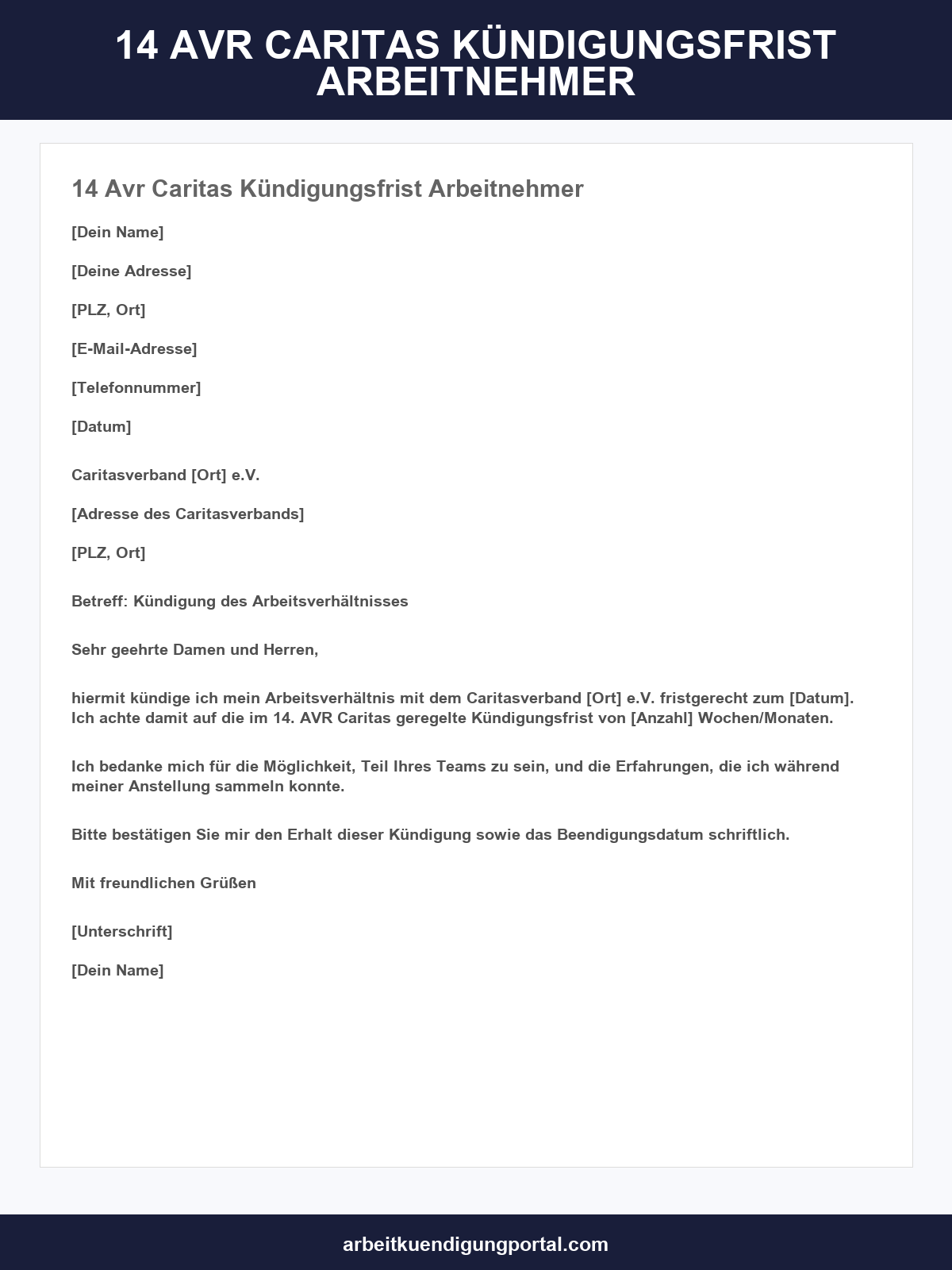 14 Avr Caritas Kündigungsfrist Arbeitnehmer