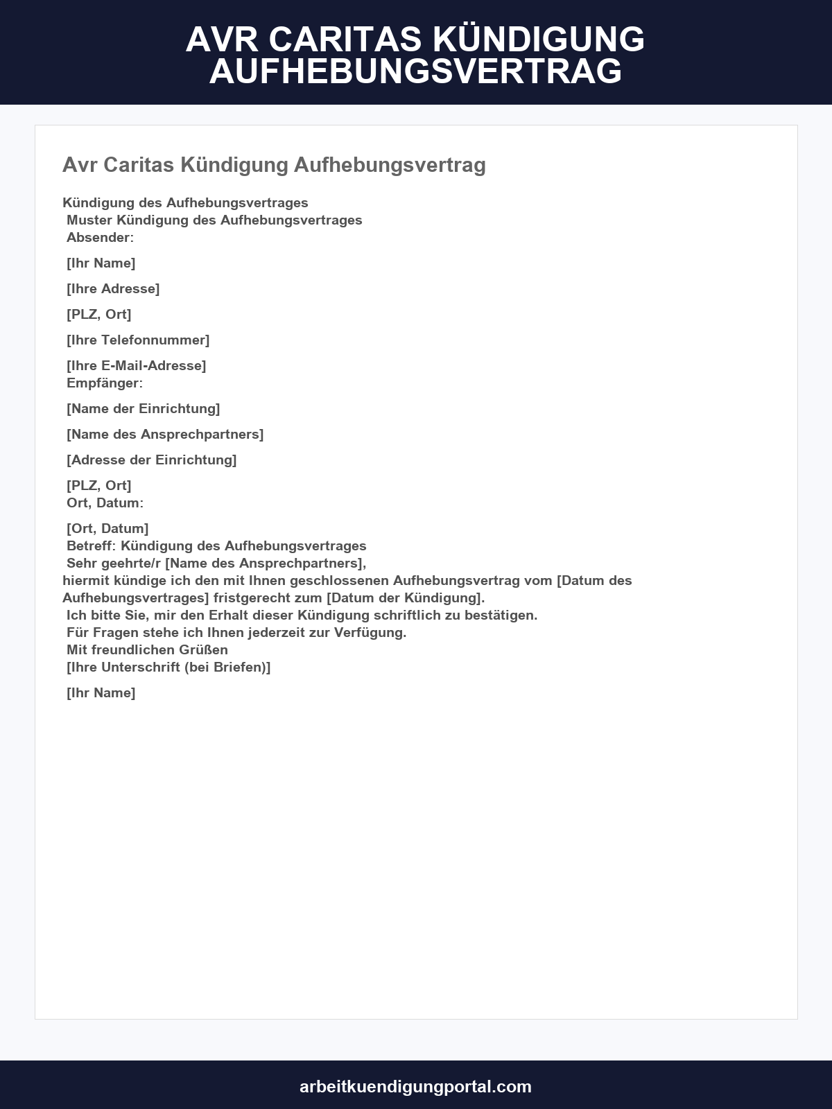 Avr Caritas Kündigung Aufhebungsvertrag