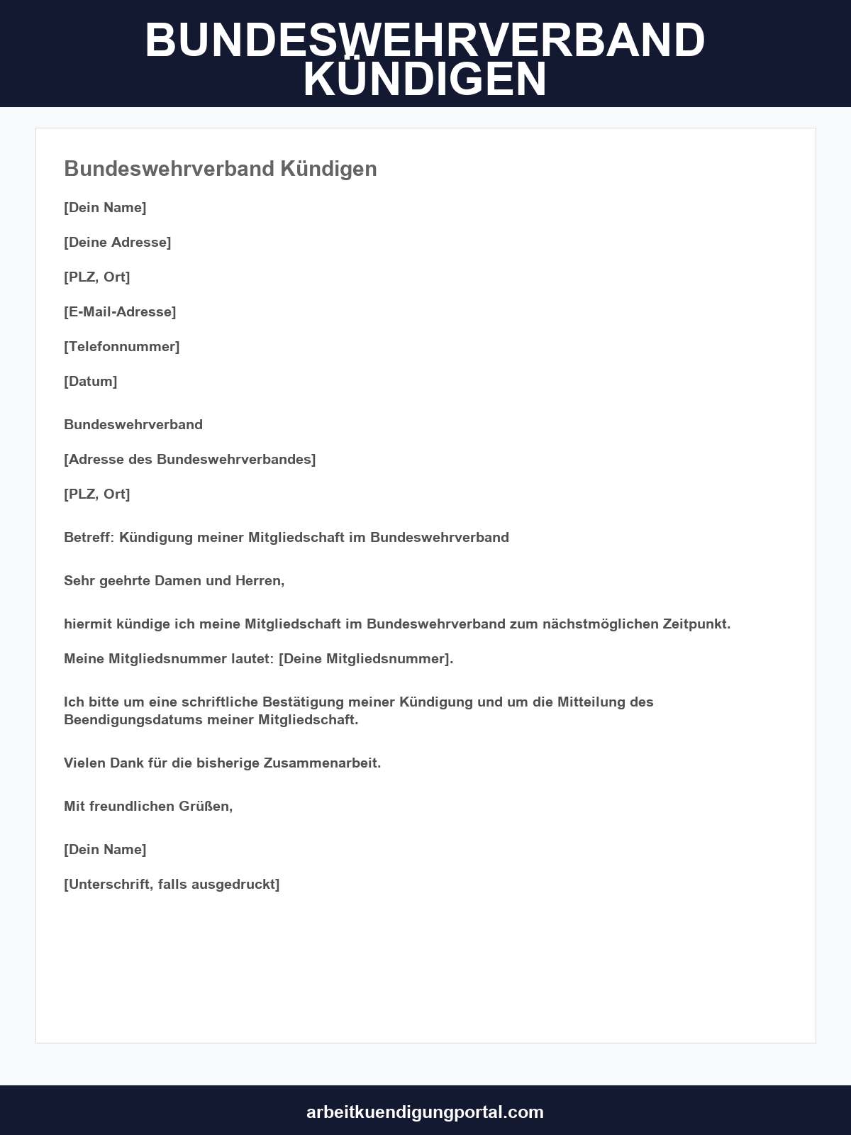 Bundeswehrverband Kündigen Vorlage