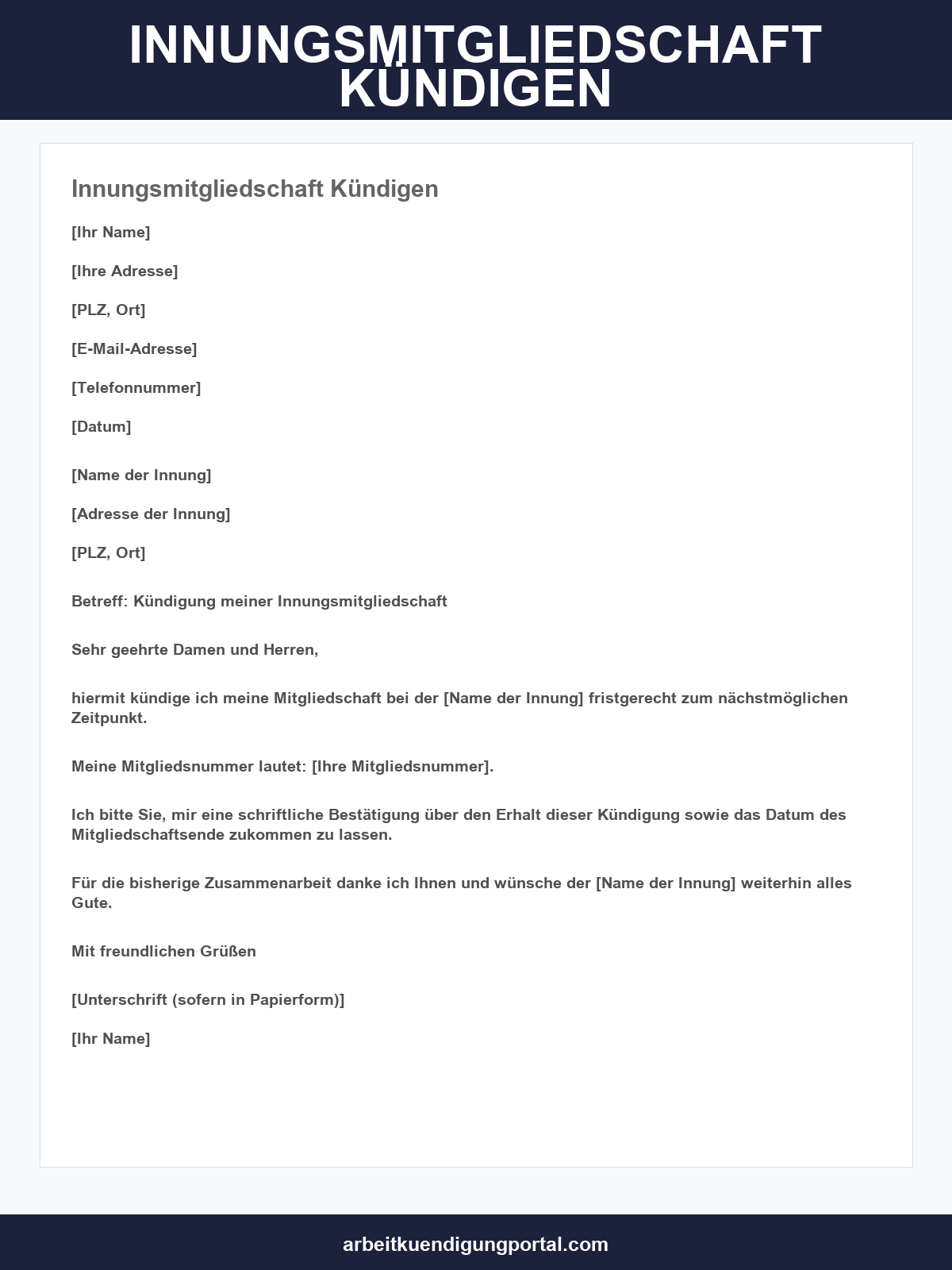 Innungsmitgliedschaft Kündigen