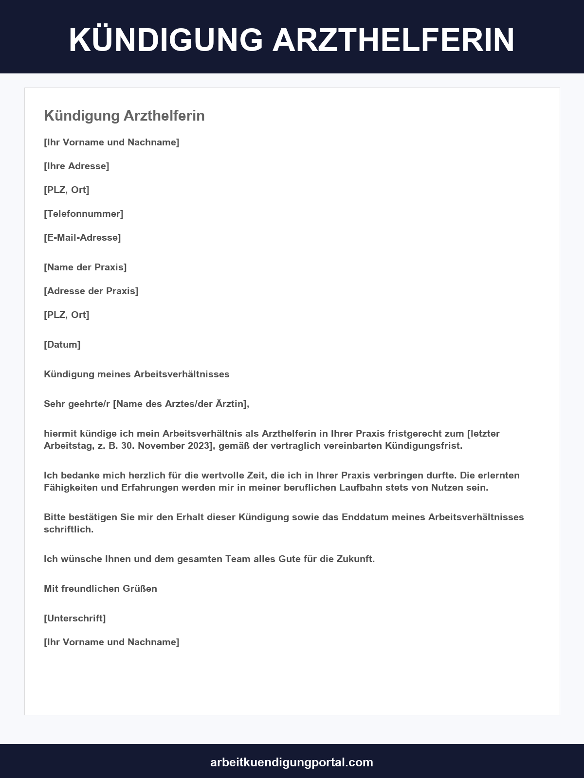 Kündigung Arzthelferin Muster