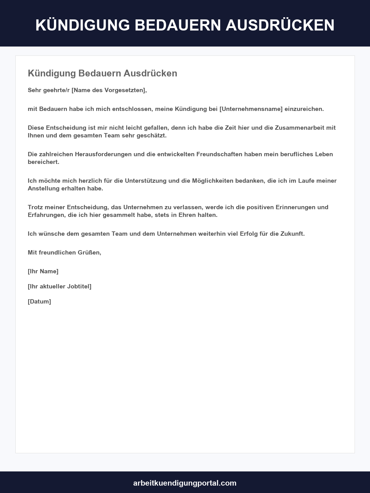 Kündigung Bedauern Ausdrücken