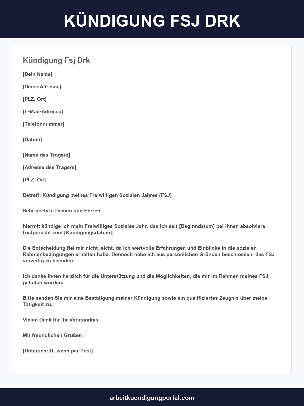 Kündigung Fsj Drk Vorlage