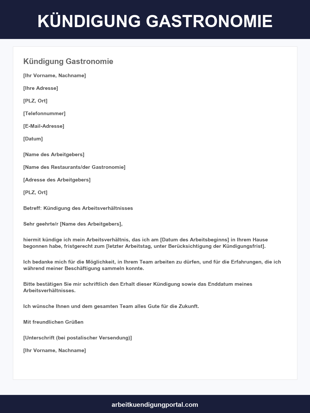 Kündigung Gastronomie Muster