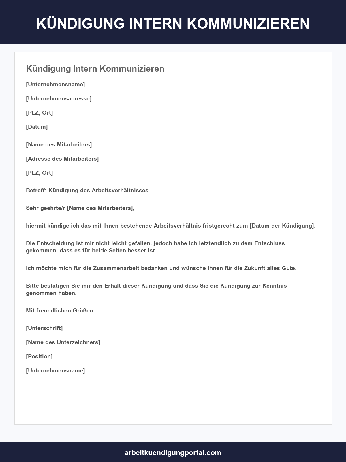 Kündigung Intern Kommunizieren Muster