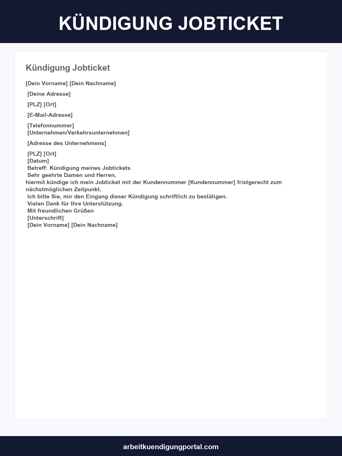 Kündigung Jobticket Vorlage