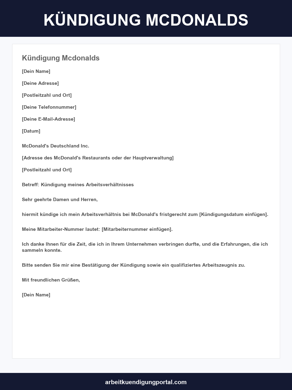 Kündigung Mcdonalds