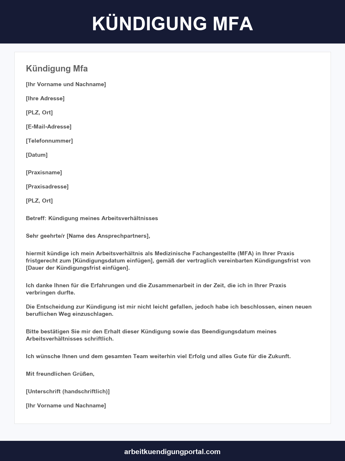 Kündigung Mfa Vorlage
