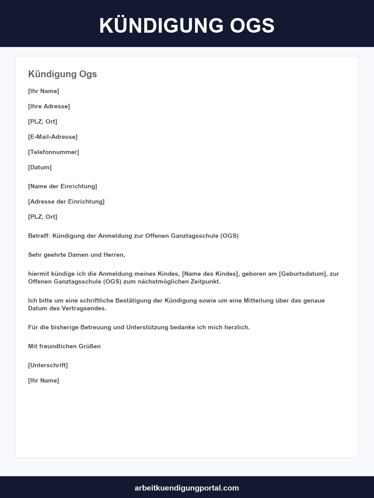 Kündigung Ogs Muster