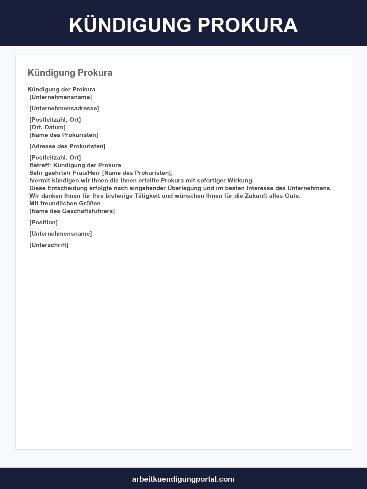 Kündigung Prokura Muster