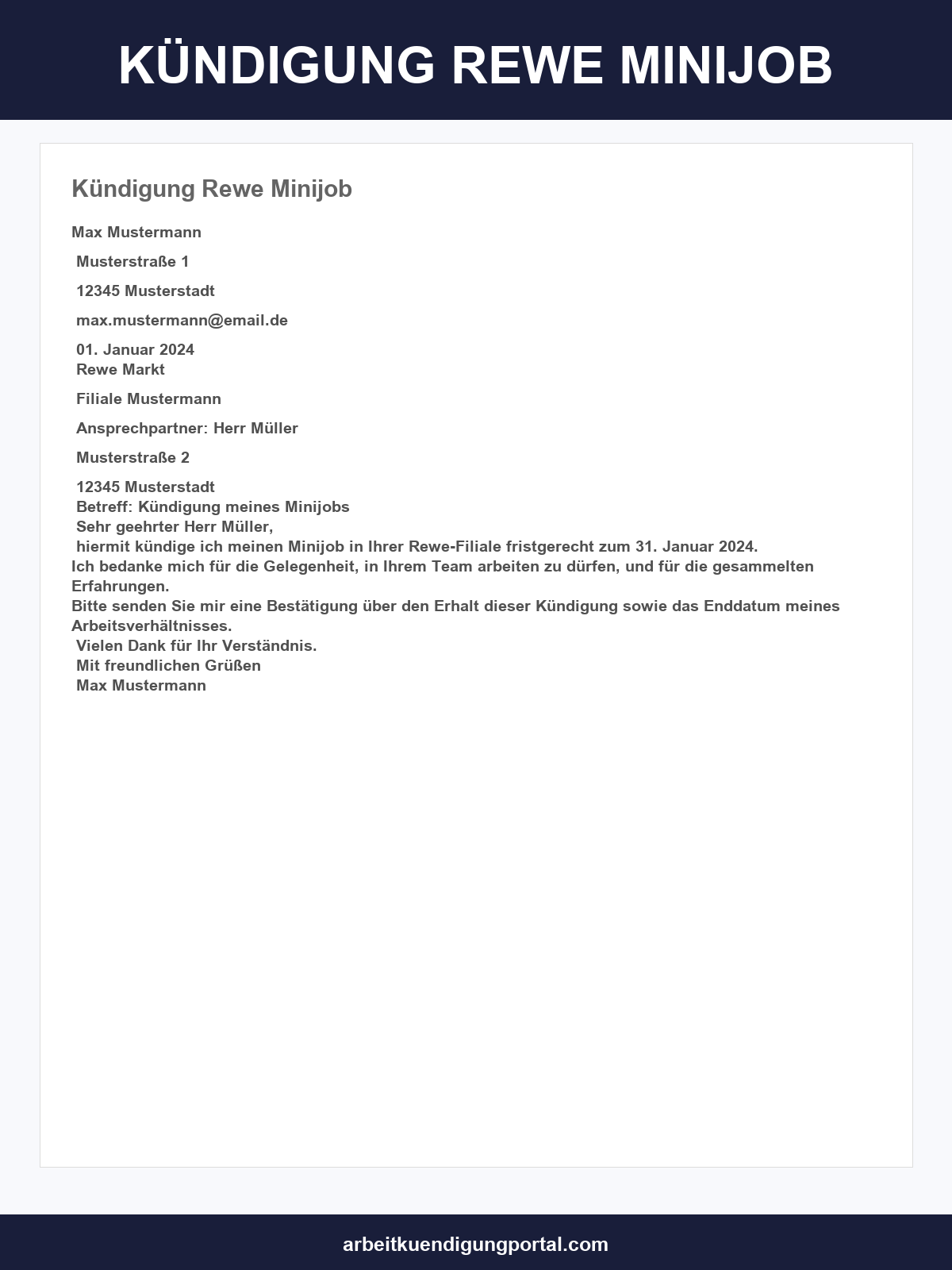 Kündigung Rewe Minijob