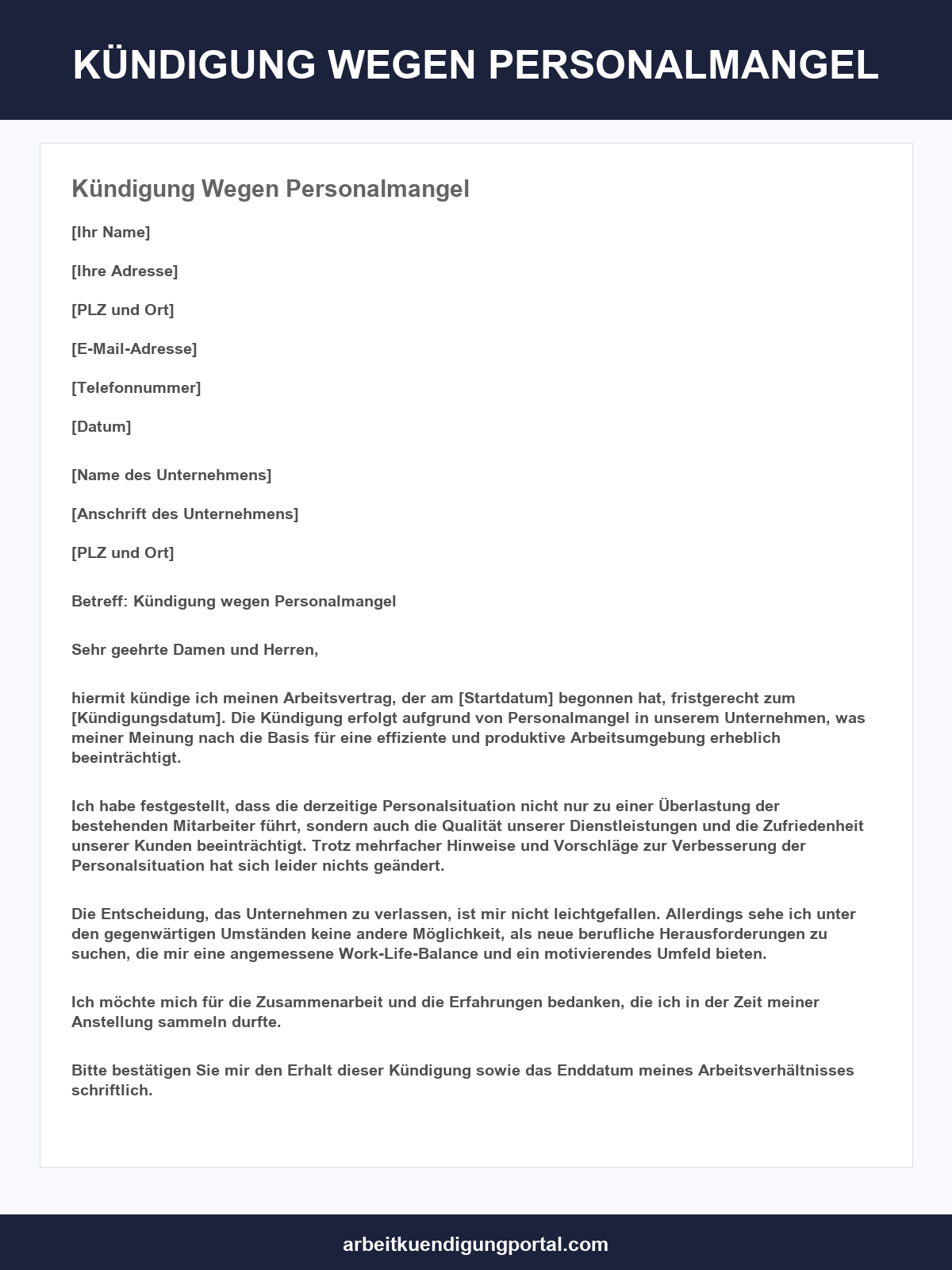 Kündigung Wegen Personalmangel
