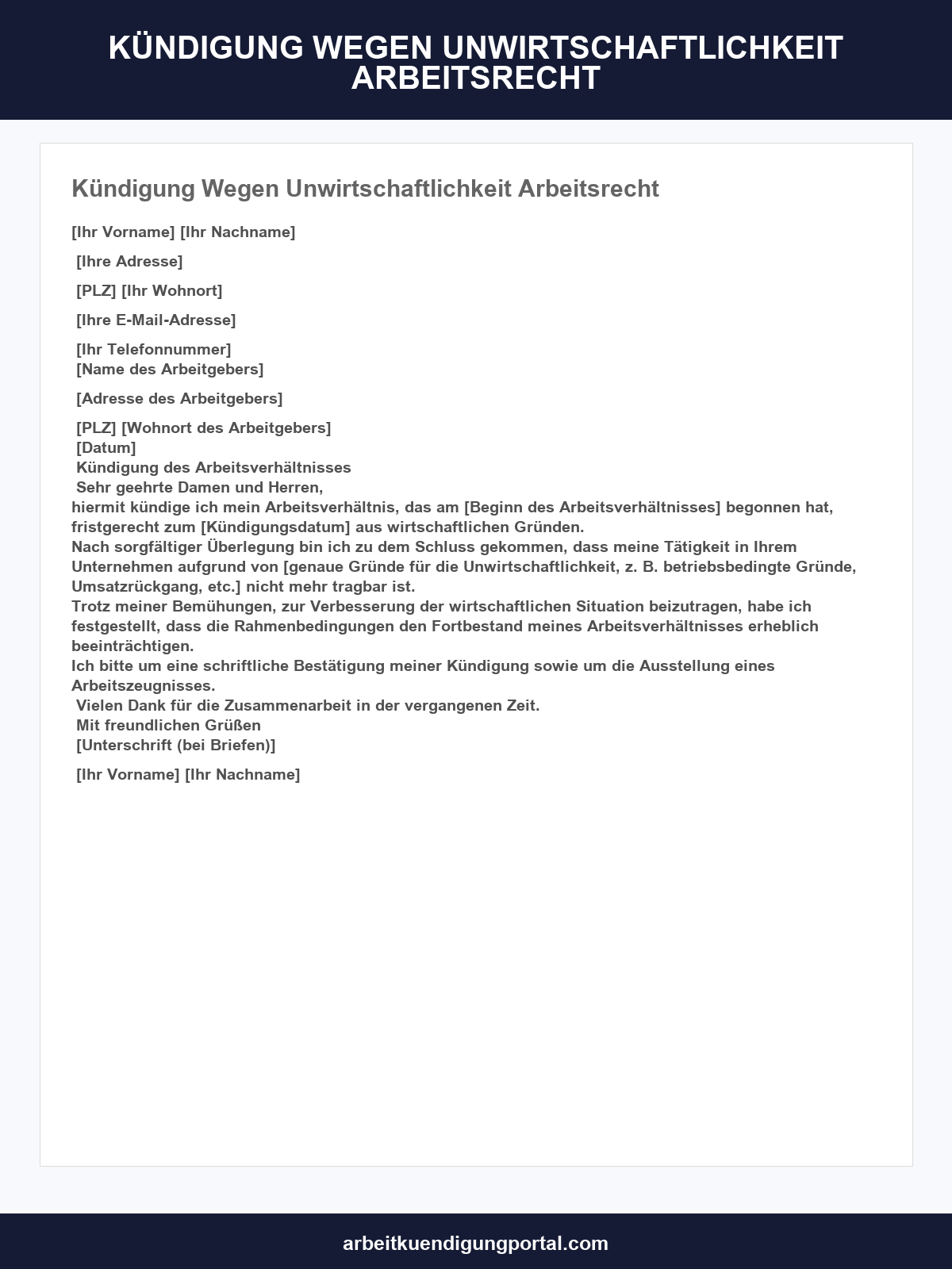 Kündigung Wegen Unwirtschaftlichkeit Arbeitsrecht