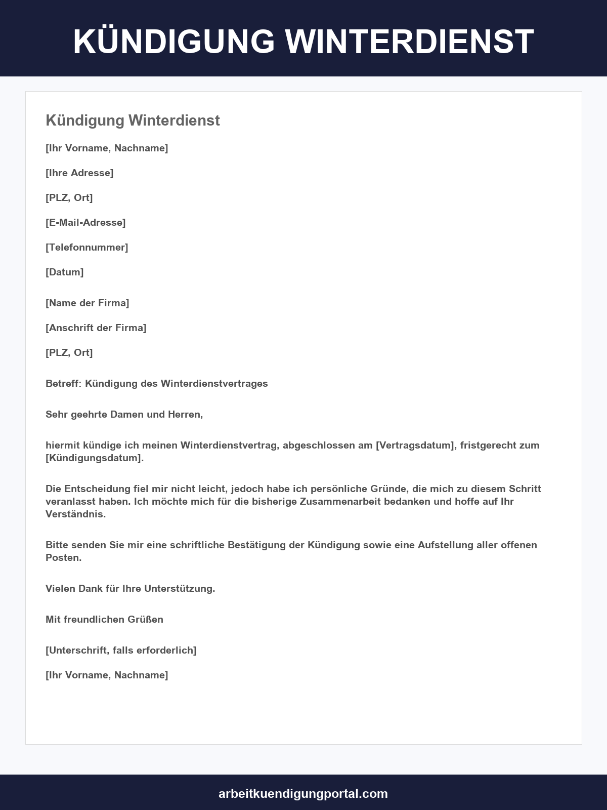Kündigung Winterdienst