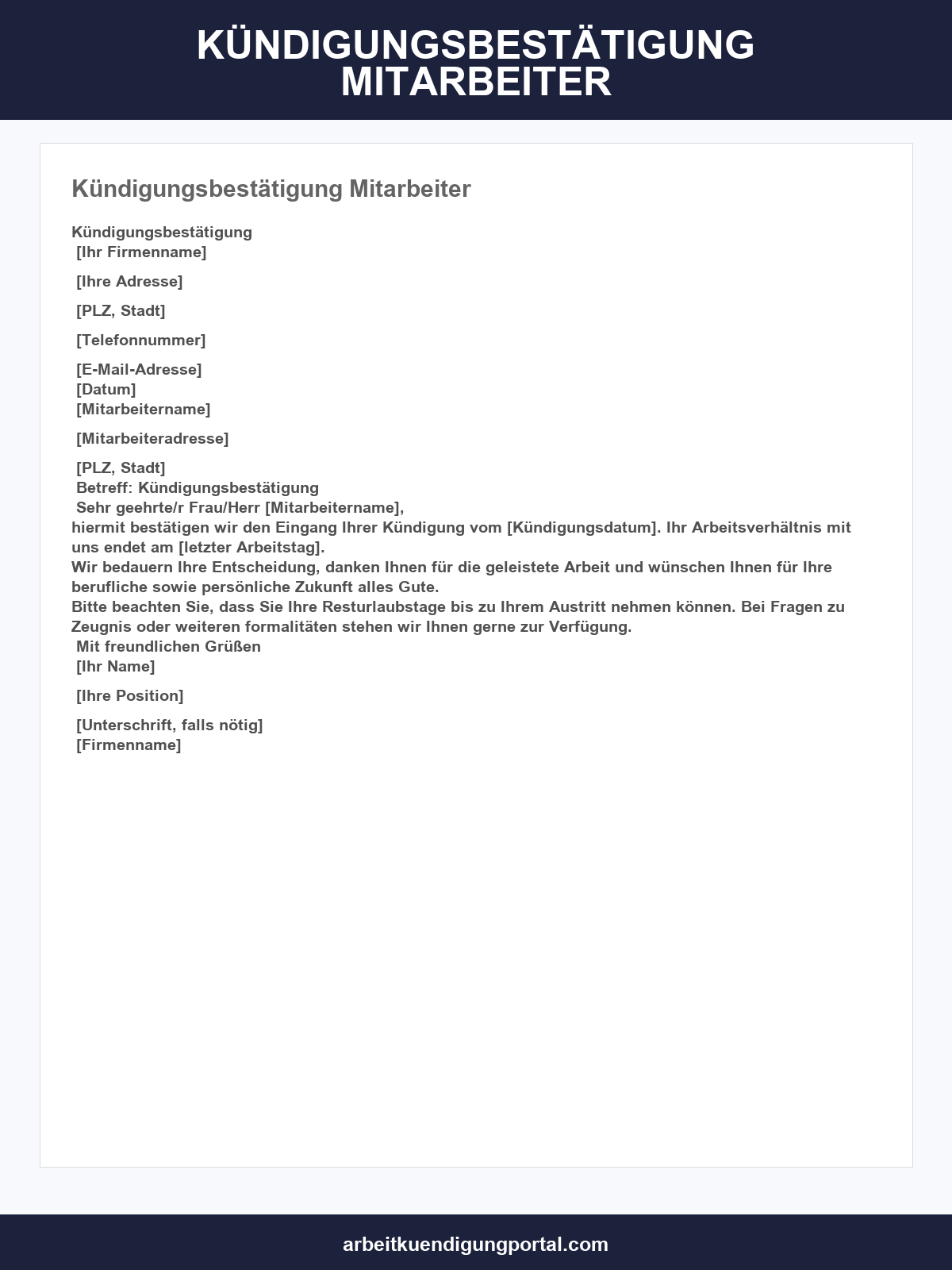 Kündigungsbestätigung Mitarbeiter