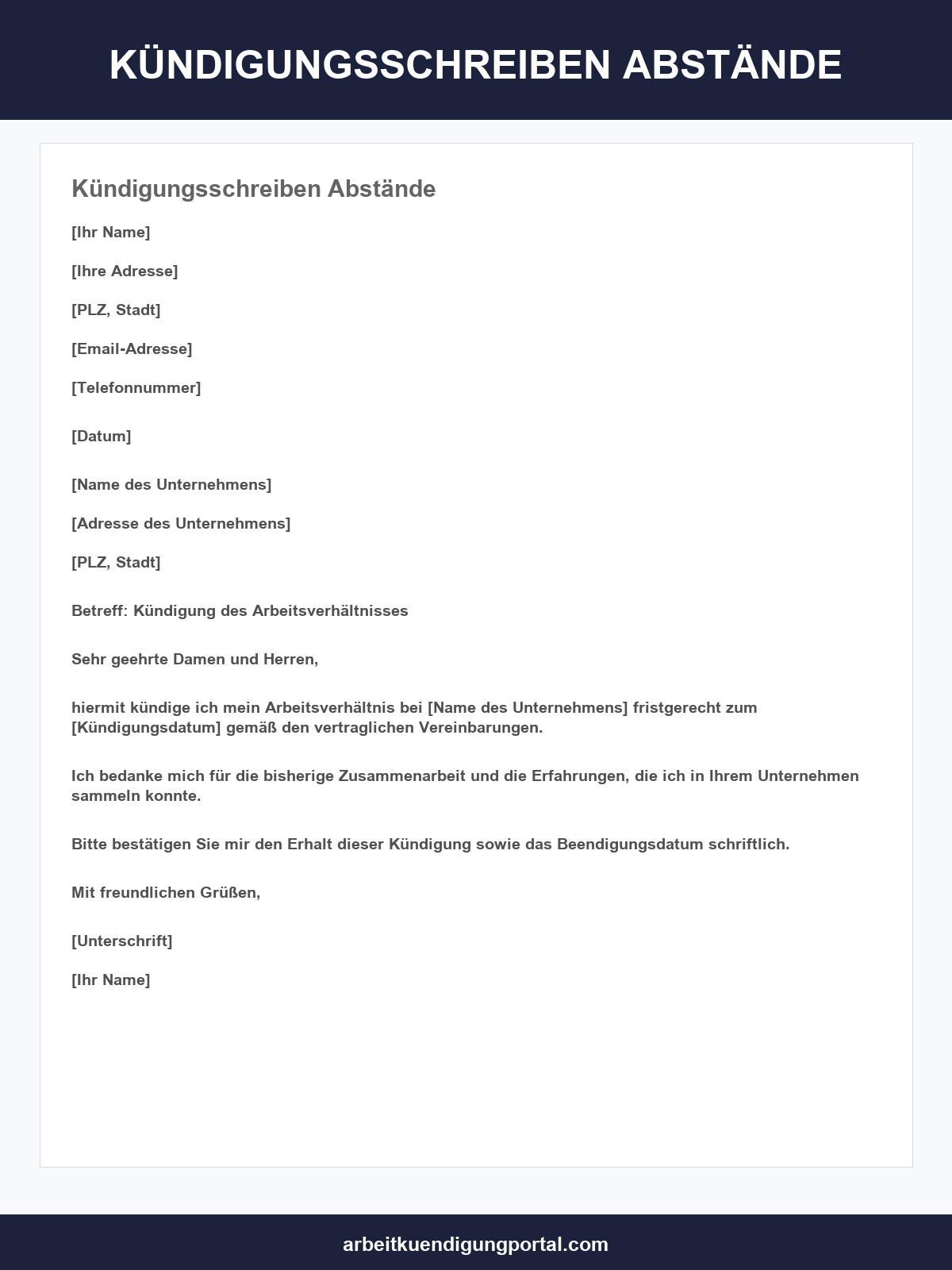 Kündigungsschreiben Abstände