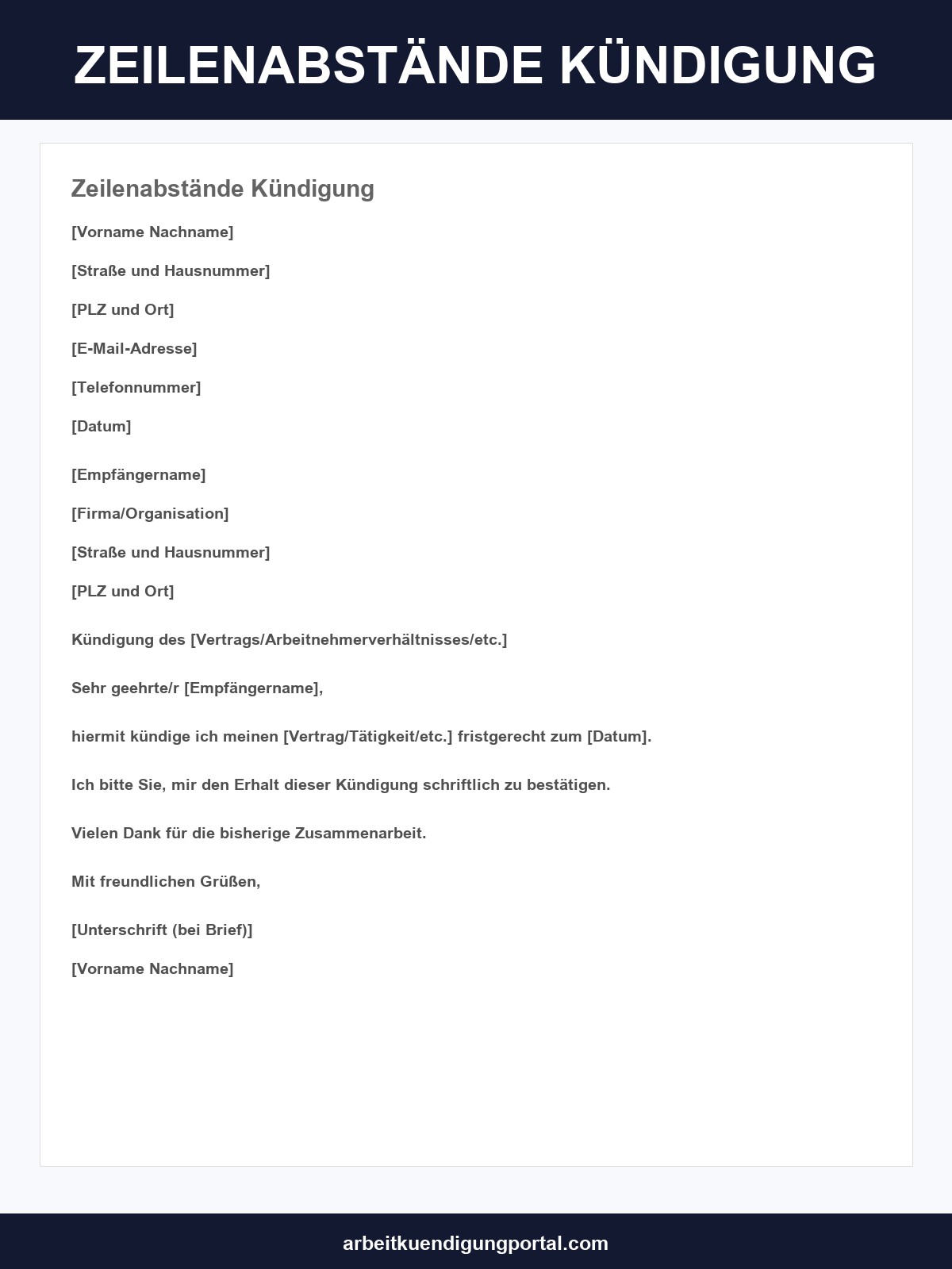 Zeilenabstände Kündigung